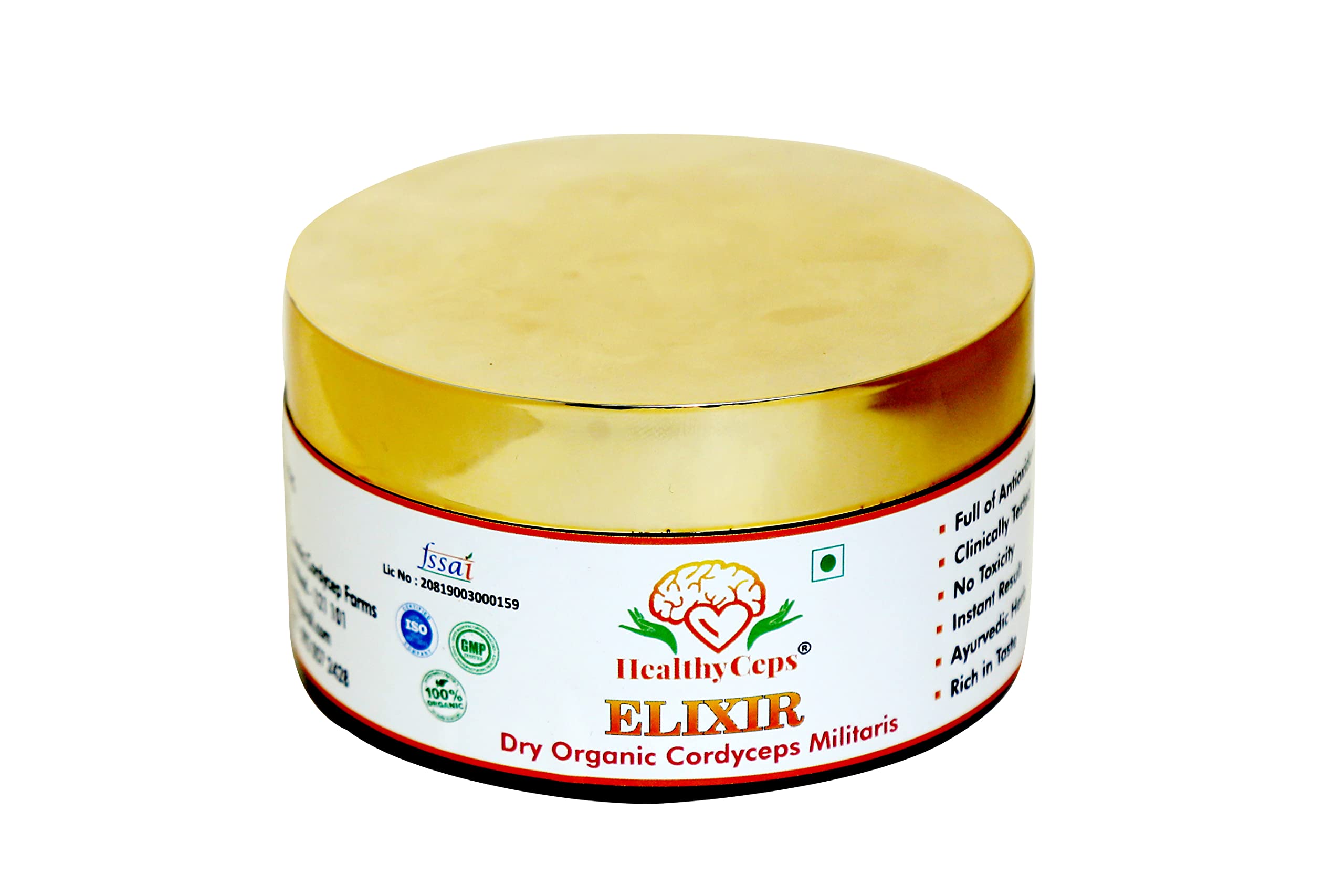 Healthyceps Elixir Cordyceps Militaris Mushroom Dried Fruiting Supplement Energy Stamina Immunity 10 gm Pack of 1