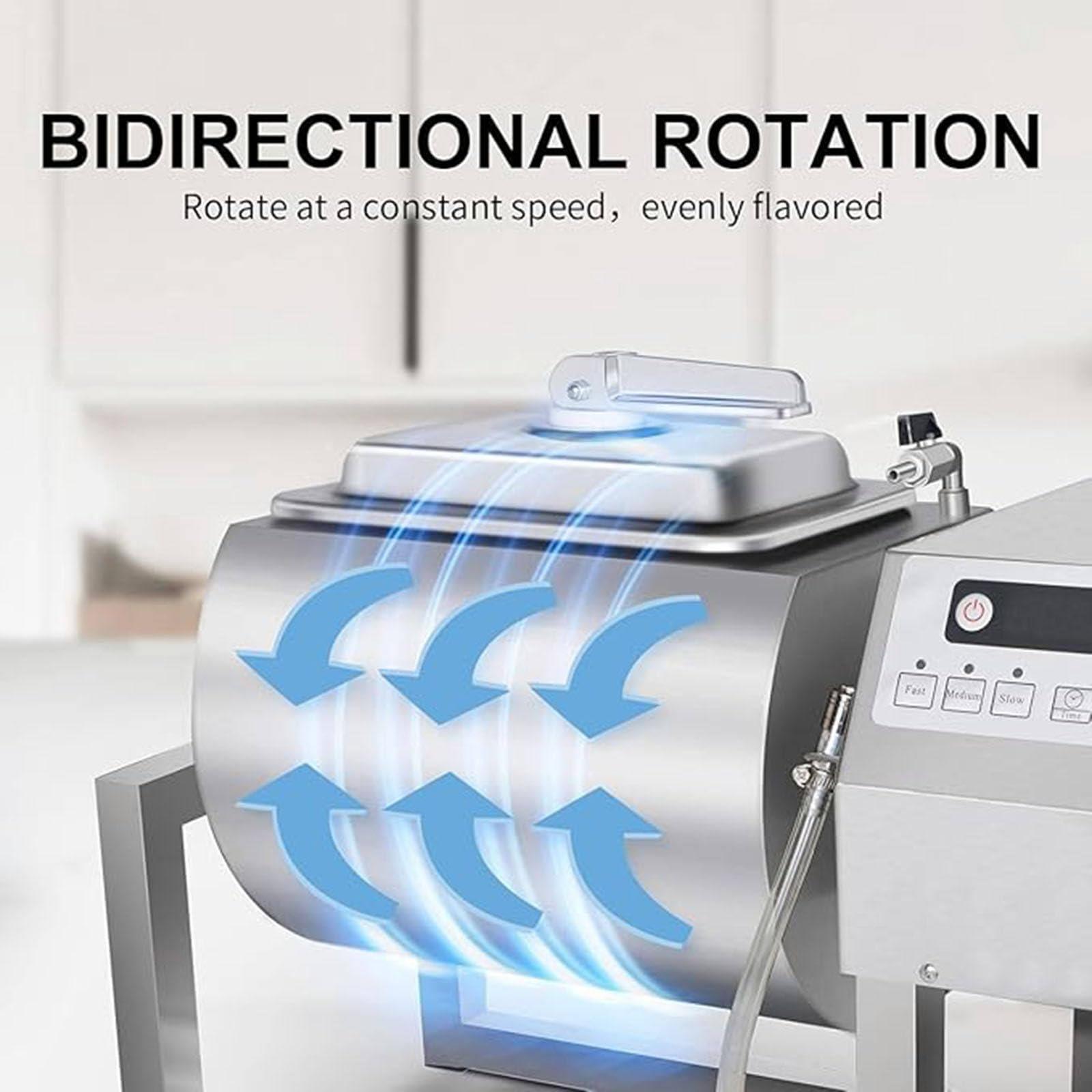 Meat Tumbler Marinator Machine 18L, Commercial Vacuum Tumbler with Three-Speed, Bidirectional Rotation & 1-99 Mins Timing for Meat and Vegetables
