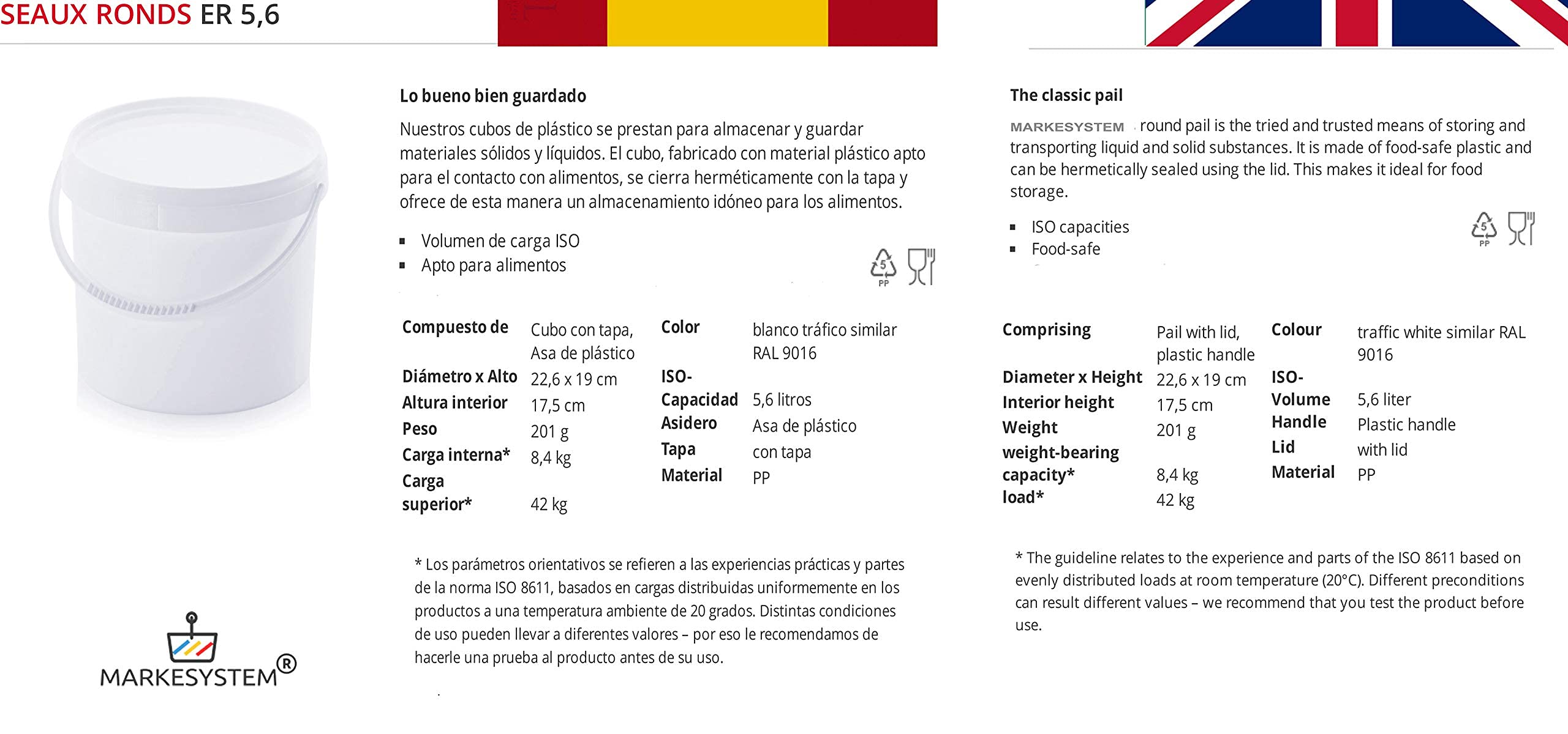 Vasetto ermetico, confezione da 5 x 5,6 litri, contenitori impilabili di plastica con coperchio