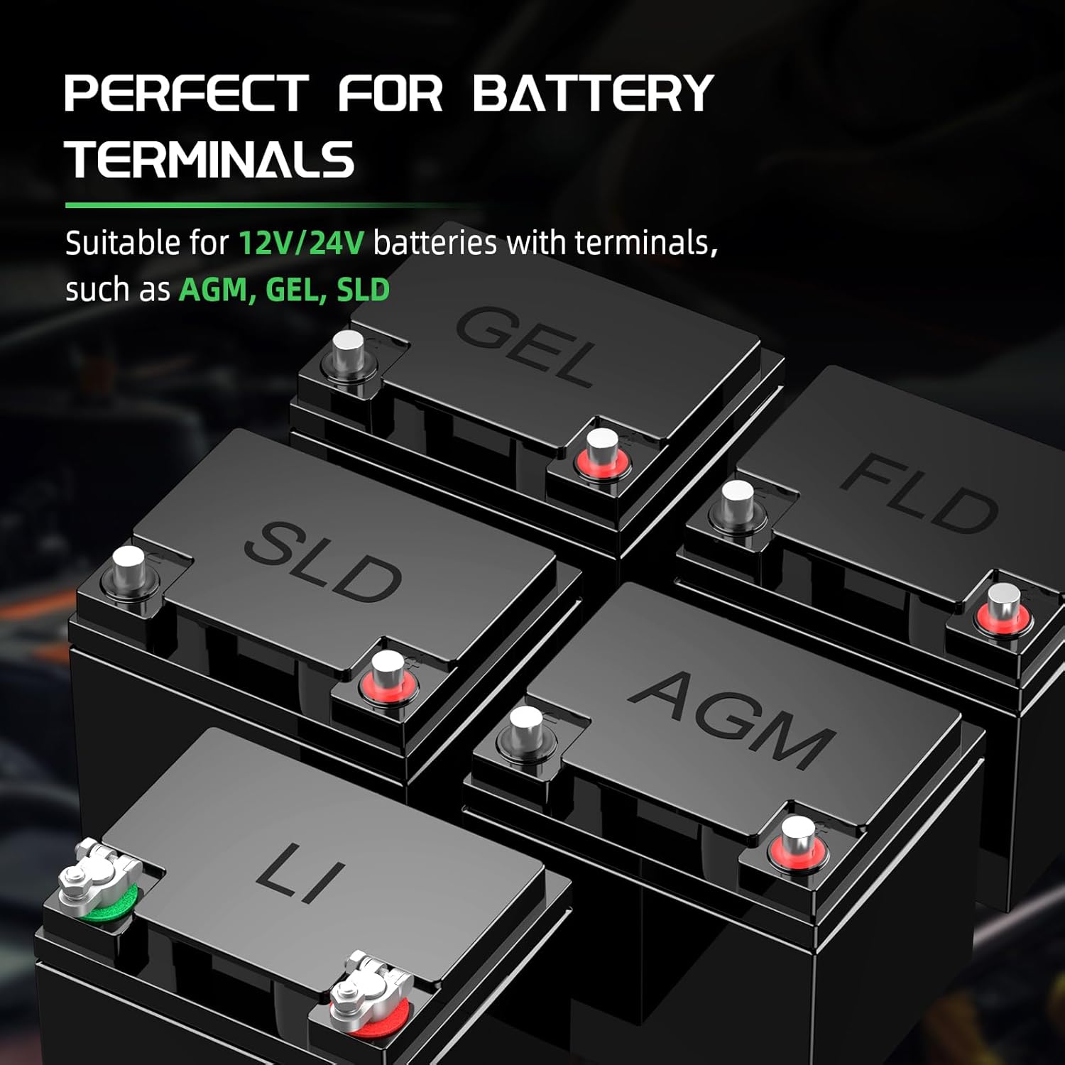 Battery Terminal Connectors Kit, 2 AWG Battery Cable 600V 392°F Tinned Copper Battery Inverter Cables