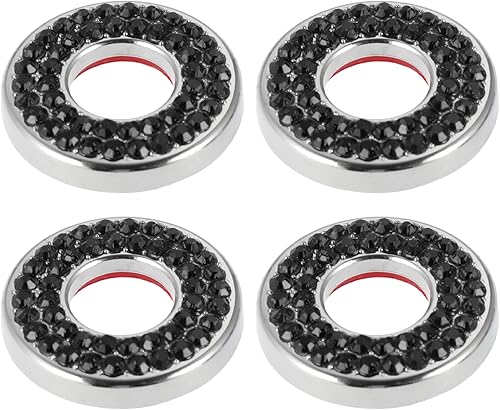 X AUTOHAUX 4 calcomanías negras brillantes para cerradura de puerta de automóvil, cubiertas de perno de barra, accesorios de decoración para