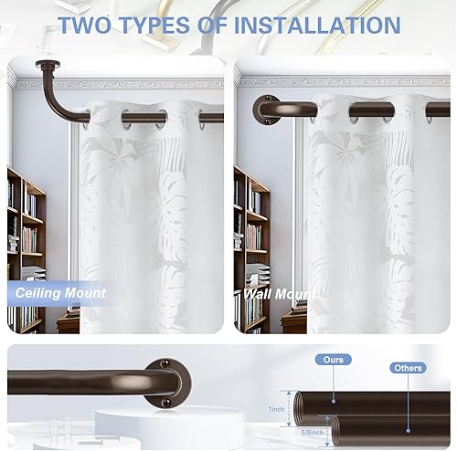 Miniatura 4 de Barras de Cortina Envolventes de Bronce de 28 a 48 Pulgadas Barra de Cortina de Ventana Ajustable Opaca de Servicio Pesado para Dormitorio, Barras