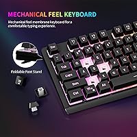 Vista 5 de Newmen GM104 Wired Gaming Keyboard and Mouse Combo,USB RGB Backlit Mechanical Feel 26-Key Anti-Ghosting Computer Gaming Keyboards,Colorful Breathing