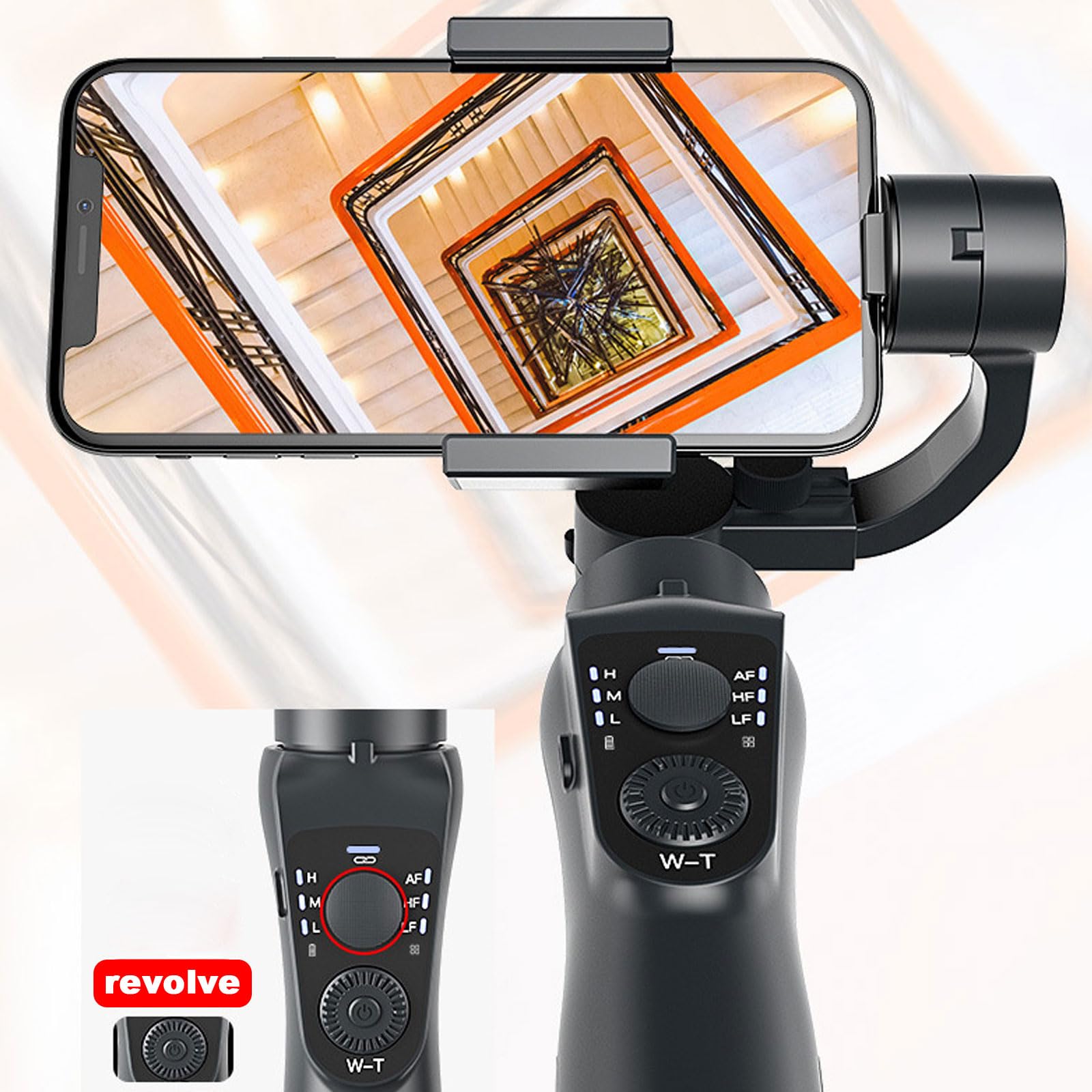Estabilizador de cardán para smartphones, cardán móvil de 3 ejes para smartphones, estabilizador móvil para seguimiento de rostros/objetos para grabación de video, kit de vlogging, palo selfie cardán