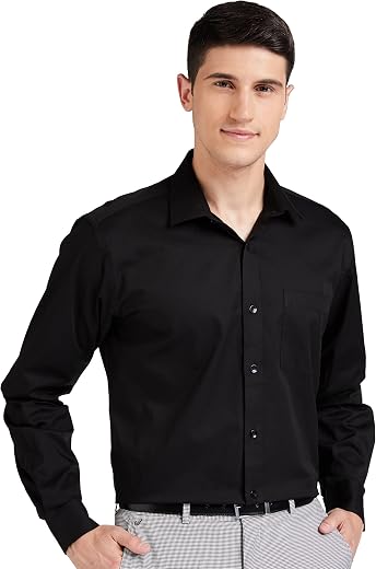 Amazon Brand - Symbol Men's Solid Cotton Formal Shirt | Plain | Full Sleeve - Regular Fit (Available in Plus Sizes)