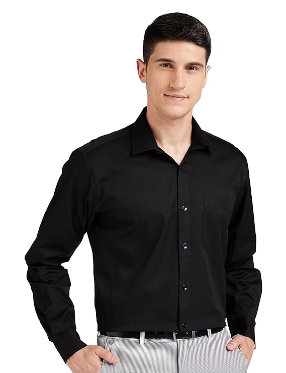 Amazon Brand - Symbol Men's Solid Cotton Formal Shirt Plain Full Sleeve - Regular Fit (Available in Plus Sizes)