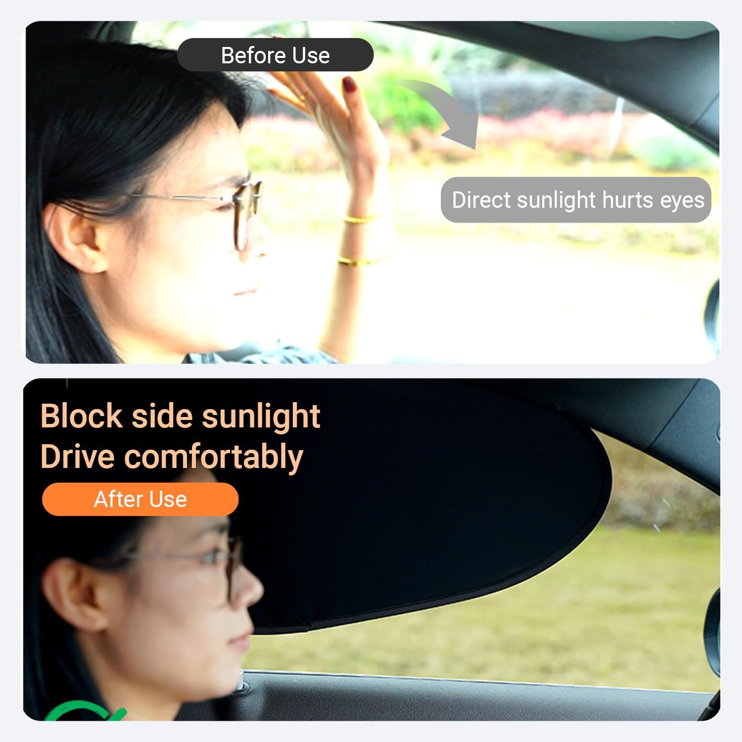 Car Side Window Sun Shades, 2 PCS Window Sunshades Privacy Curtains, Sun Glare and UV Rays Protection, Block Light for Breastfeeding, Taking a nap, Changing Clothes, Camping (Front Window)