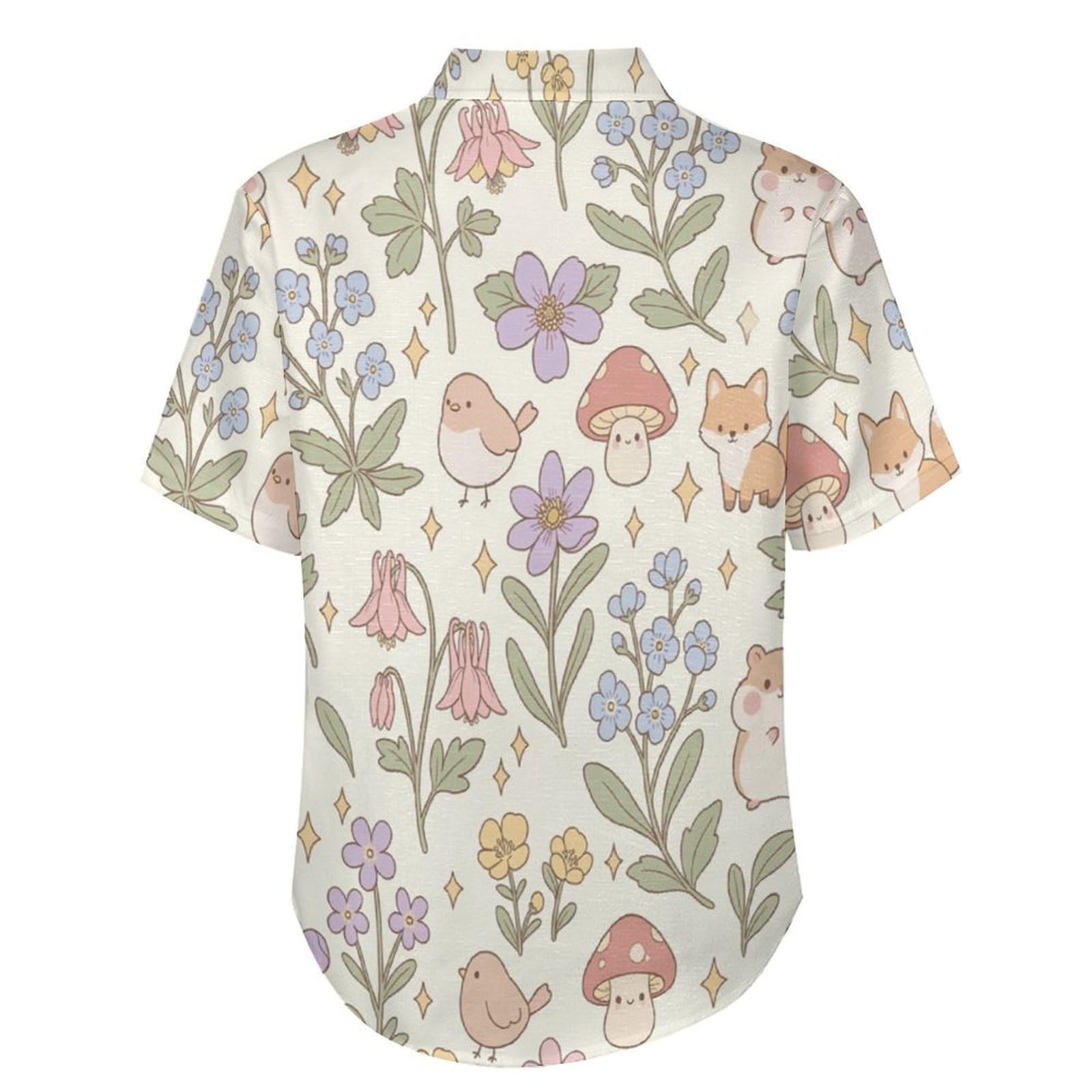 Camicia da Uomo a Maniche Corte con Bottoni, Stile Carini con Stampa Animali Piccoli Fiori, vestibilità Regolare, Camicie da Spiaggia Estiva Hawaiano, Aloha