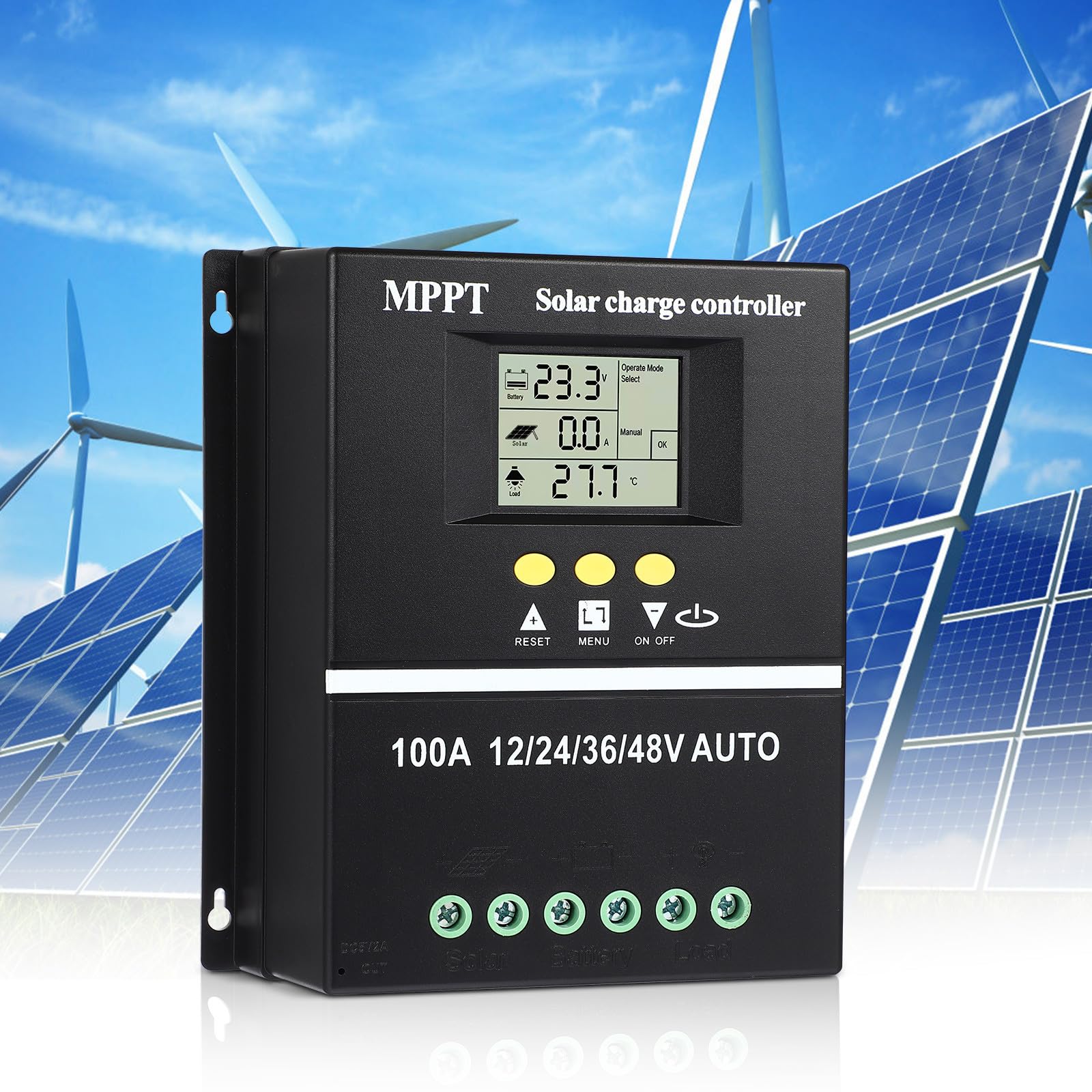 Controlador de Carga Solar Negro 100a Mppt 12v 24v 36v 48v