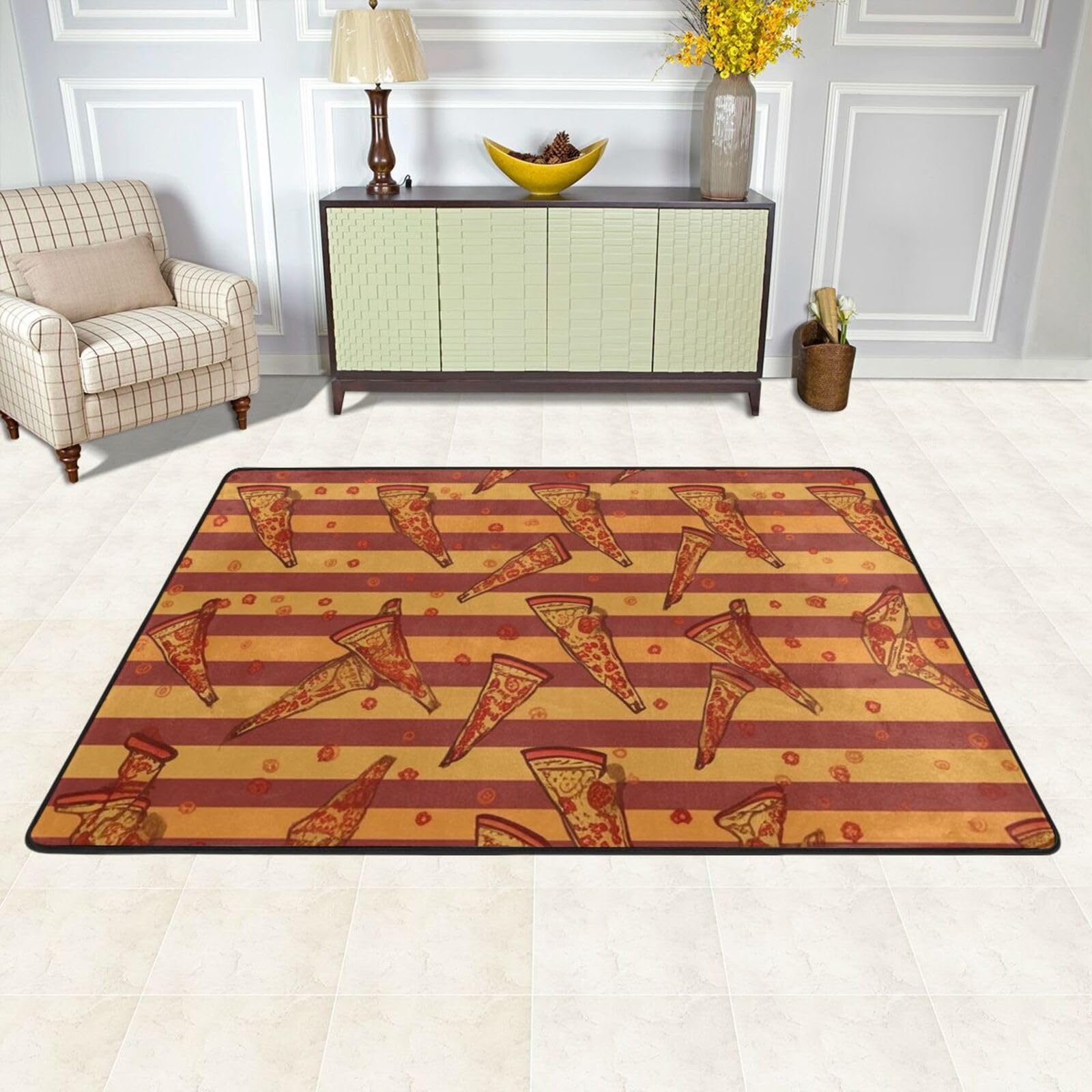 Tapis de salon absorbant pour chambre et cuisine au design moderne rayé
