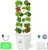 Huanyu Hydroponic Cultivation System 6 Layers 30 Pods Vertical Hydroponic Tower with Timer Garden Hydroponic Tower with 10L Water Tank Suitable for Indoor and Outdoor Use