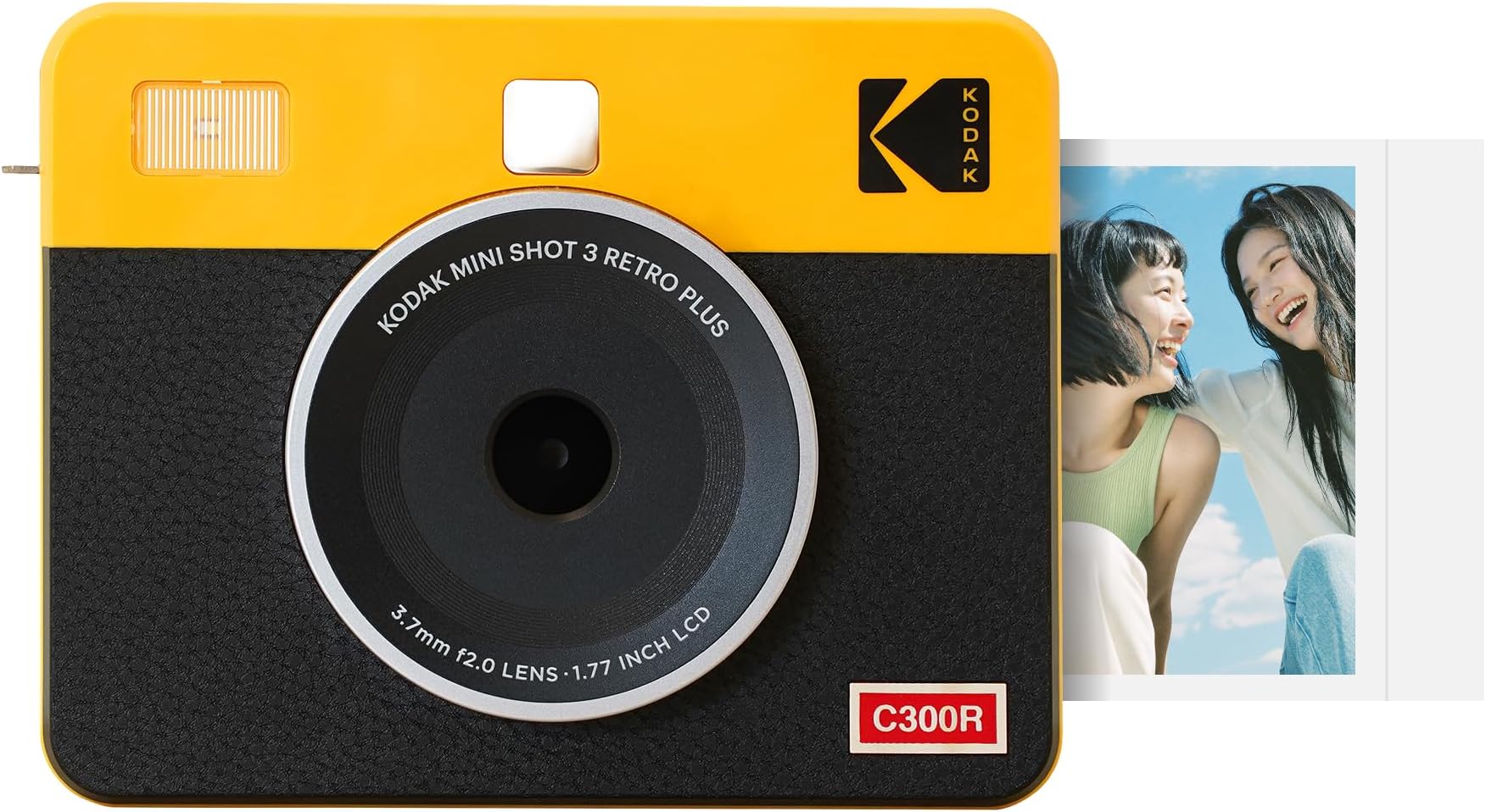 Kodak Kodak Mini Shot 3 Retro 4PASS 2-in-1 Instant Camera & Photo Printer, 3 x 3 in (7.6 x 7.6 cm) + 8 Cameras, Yellow