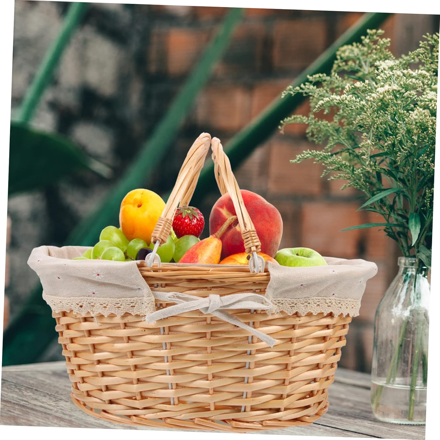 Handmade Storage Basket Fruit Basket Lid Boho Decor Flower Pot Holder for Home
