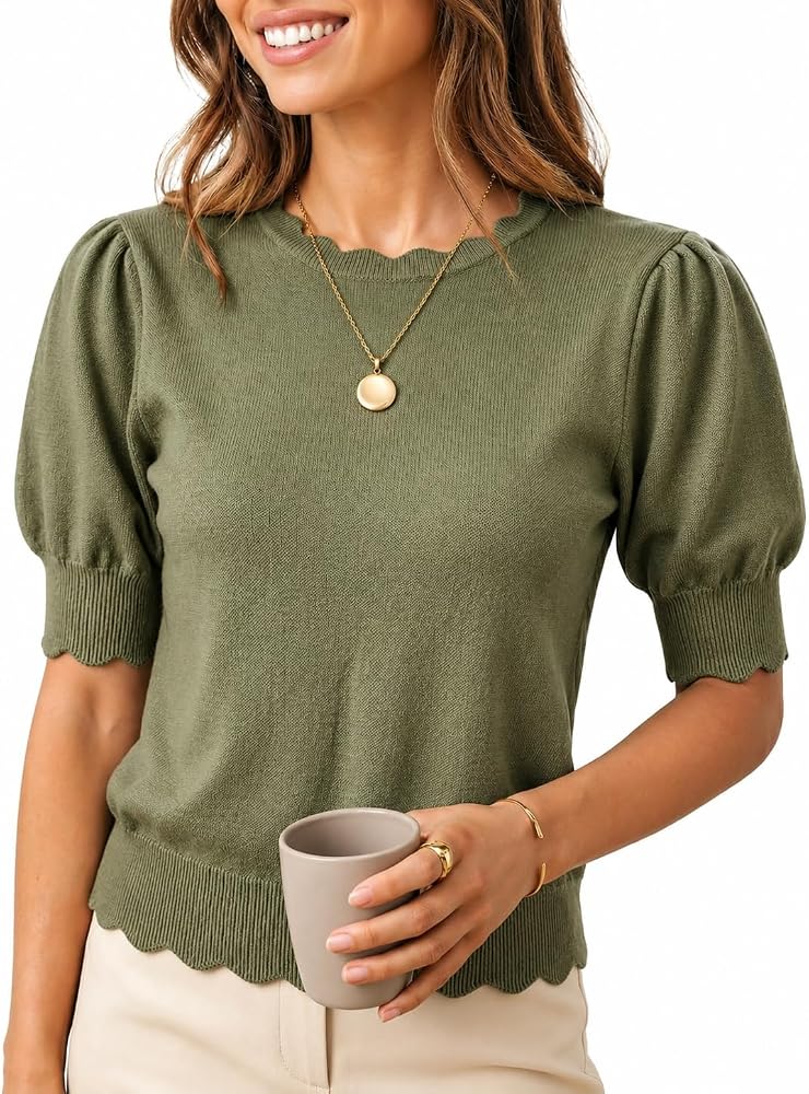Short-Sleeve Knit Sweater