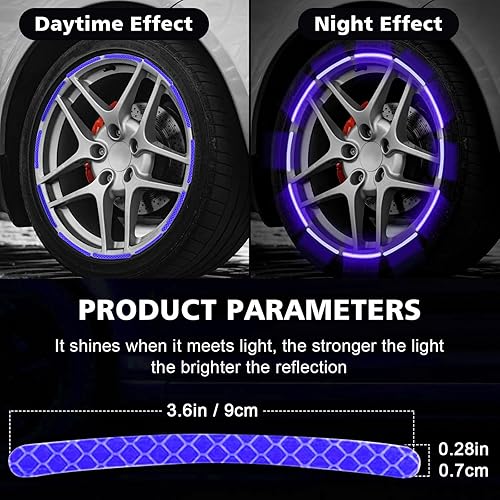 Miniatura 3 de 40 calcomanías reflectantes para ruedas de automóvil, calcomanías decorativas de advertencia de seguridad nocturna, calcomanías reflectantes