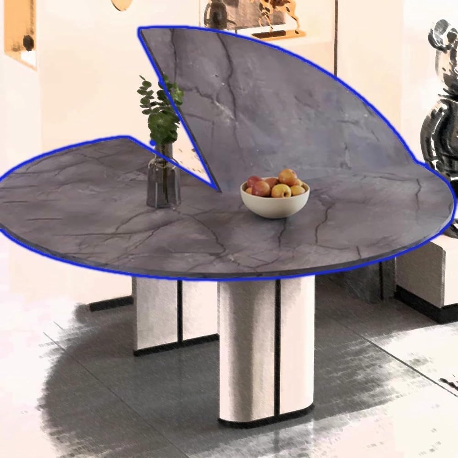 Round Foldable Wood Table Top 47-79in Replace Table Top Extender Portable Dining Table Extender Top Family Gatherings Use