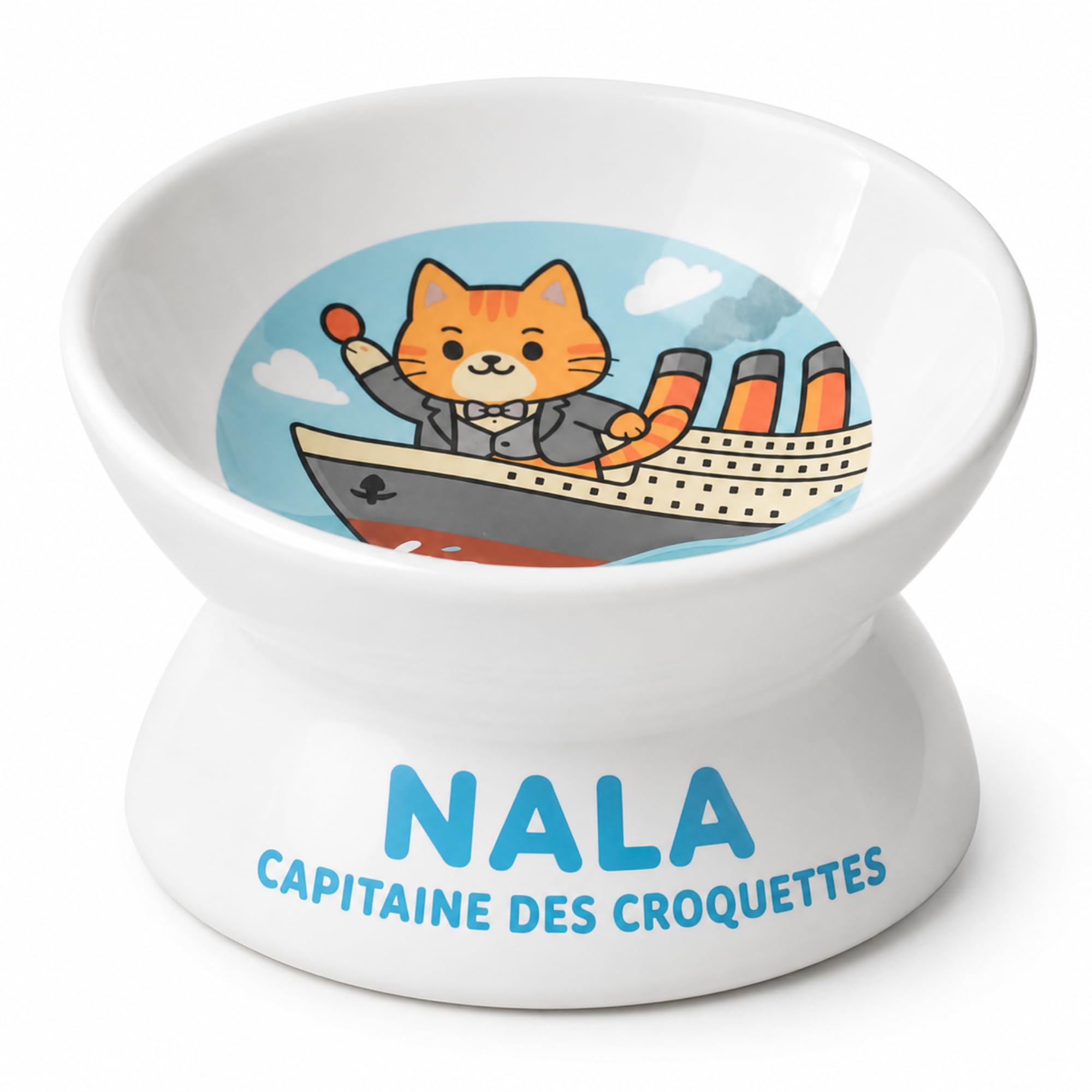 Gamelle Chat Inclinée et Surélevée en céramique ergonomique pour préserver la digestion du chat