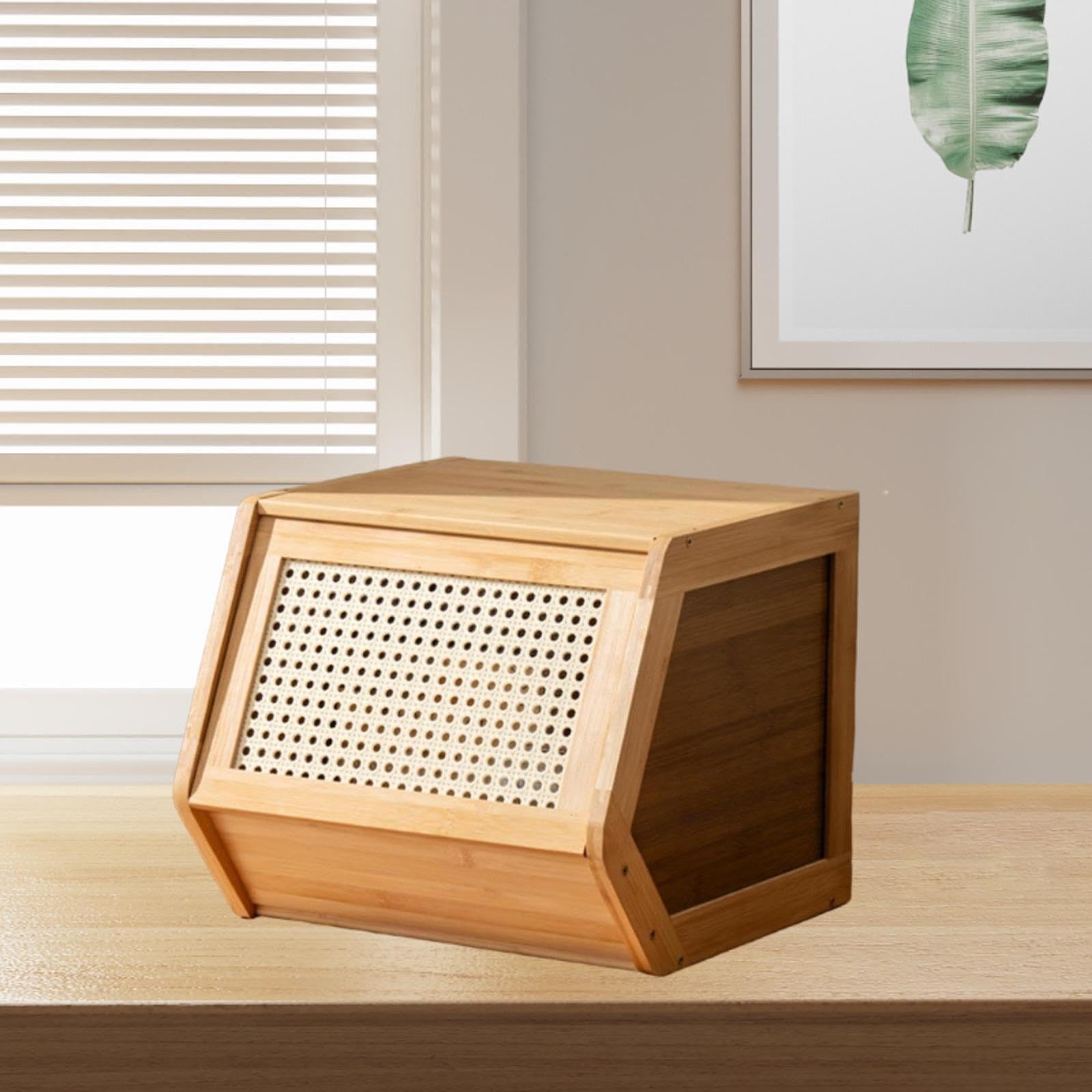predolo Armoire de Rangement En Bambou, Pratique, élégante et Tendance, avec Porte, Organiseur de Collations pour Livres, Salon, Jouets, Placard, Bureau, Bois 35cmx30cmx31cm