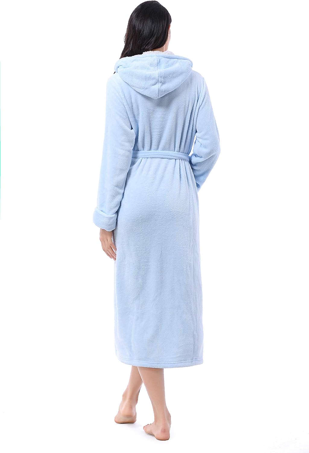 Catalonia Womens Plush Fleece Long Robe with Hood, Plus Size Warm Soft Fluffy Lightweight Bathrobe, Valentine's Day Gift - Image 3