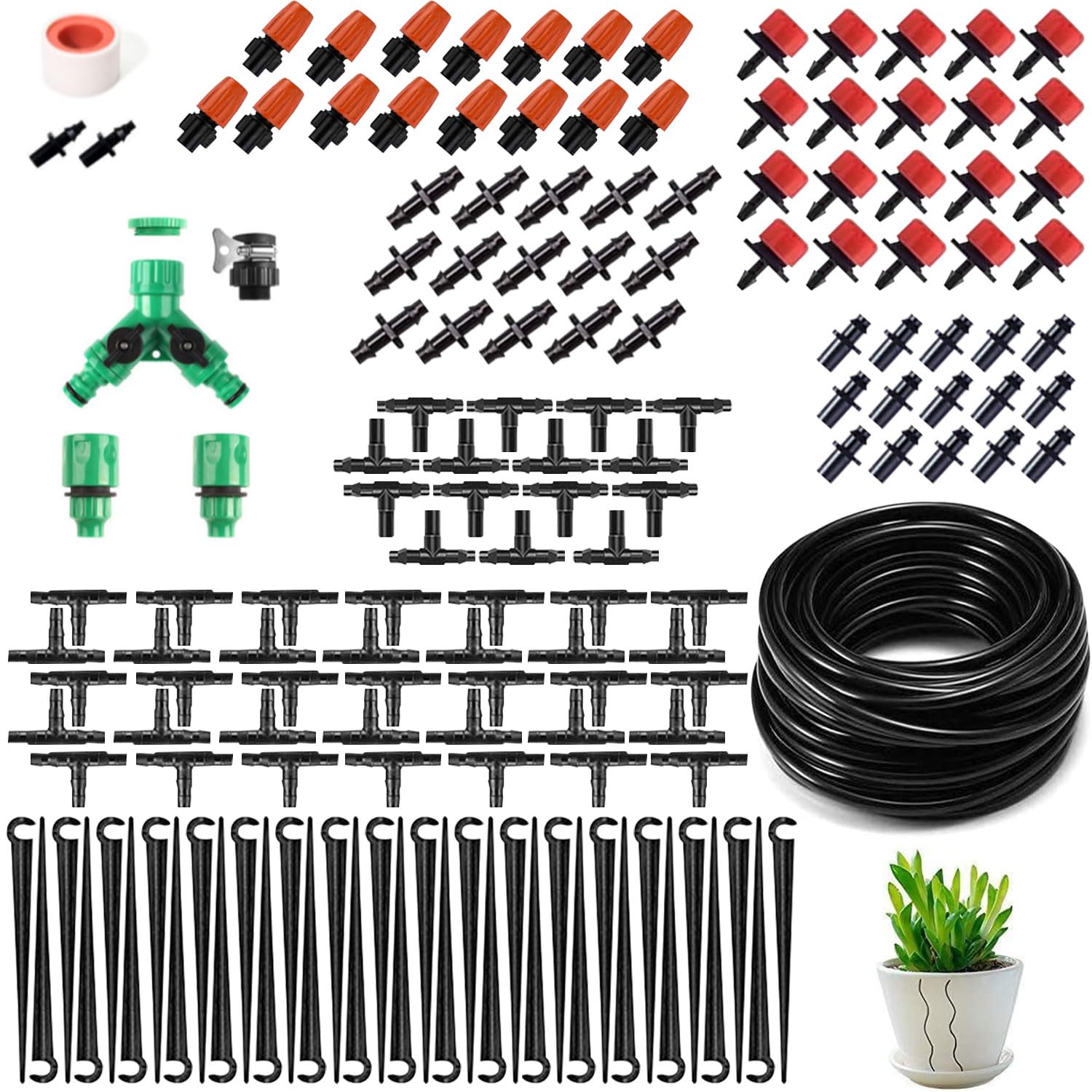 Eoptify 130FT Automatic Drip Irrigation Kit-plant watering system for indoor & outdoor gardening-Micro Drip Water Saving irrigation System-household Sprinkler system for Plant,Garden,Greenhouse