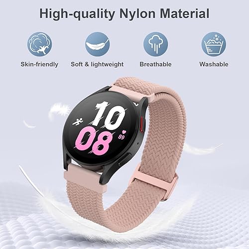 Miniatura 3 de BeautyFurlife Paquete de 3 correas de reloj elásticas trenzadas de 0.78 pulgadas compatibles con Galaxy Watch 654 de 1.575 pulgadas, 1.732 pulgadas,