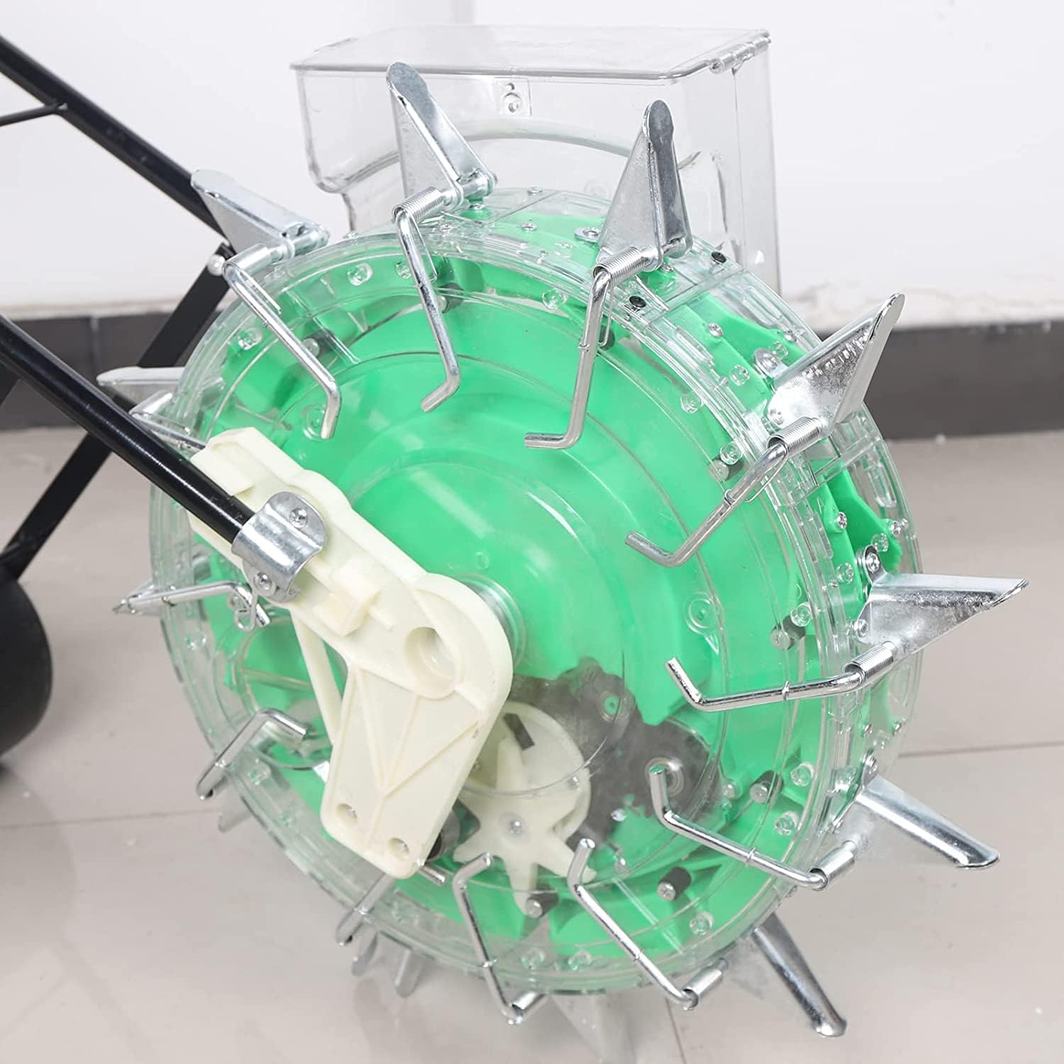 Garden Seeder,Lawn & Garden Spreaders,Hand-Push Roller Seeder,Push Spreader,Planting Depth 3.5-7.8 cm,12 Holes,Red (Green