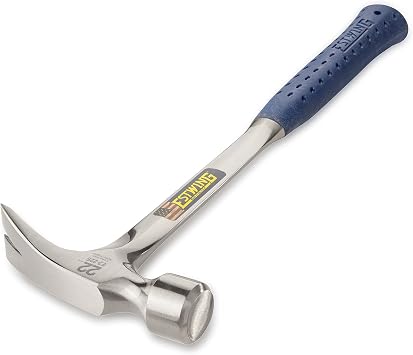 Estwing 22 oz & 28 oz Framing Hammers with Shock Reduction Grip and Rip Claw Versatility, Silver & Blue