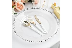 Efavormart 6 Pack 12" Silver Clear Acrylic Round Charger Plates