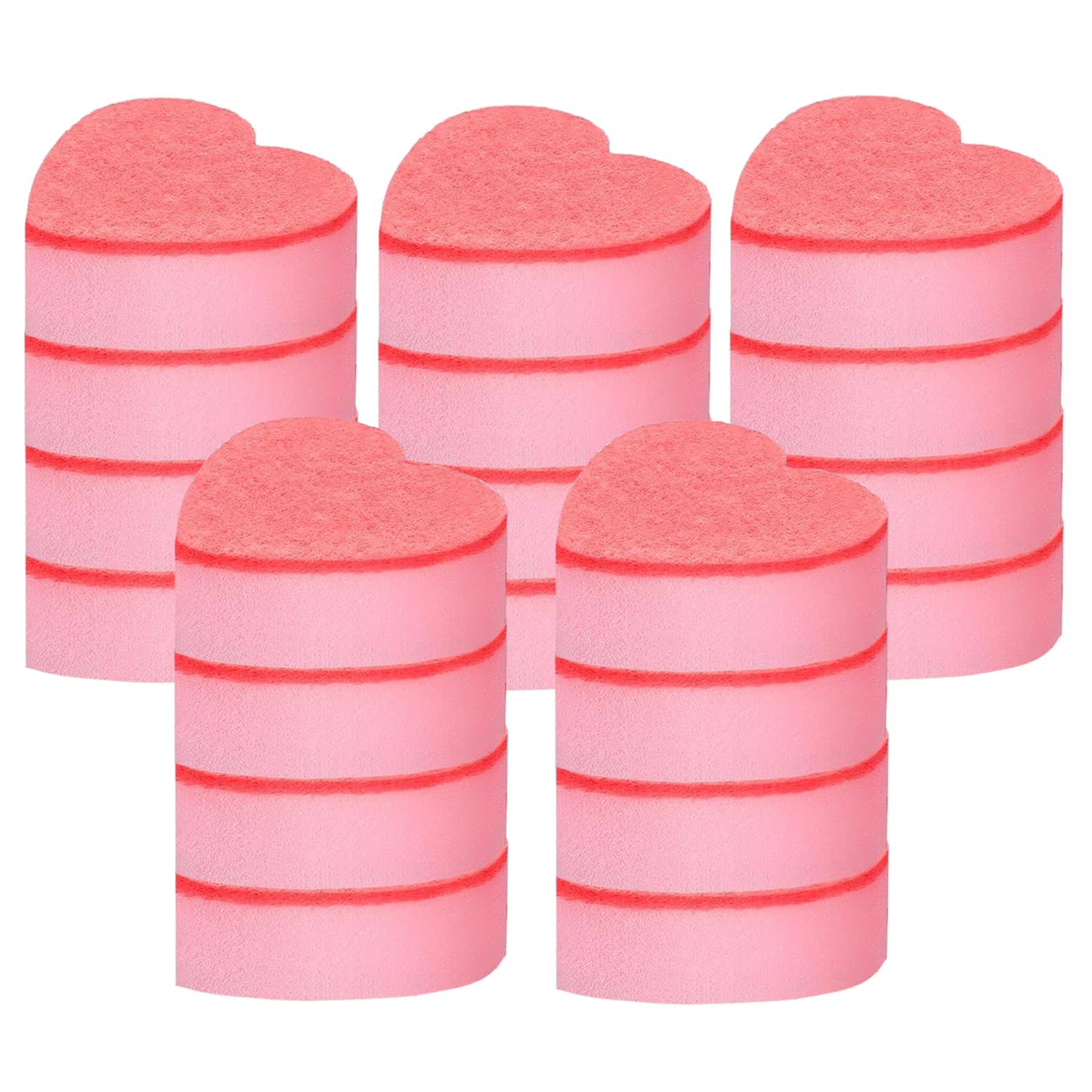 Esponja de limpieza antiarañazos en forma de corazón, esponja de cocina de doble cara y estropajo para lavar platos, ollas y sartenes y suministros de limpieza del hogar, 20 esponjas de fregado