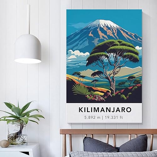 Miniatura 5 de Kilimanjaro Póster de viaje vintage de Tanzania de 12 x 18 pulgadas (11.8 x 17.7 in) y lienzo de arte de pared para sala de estar, arte de pared