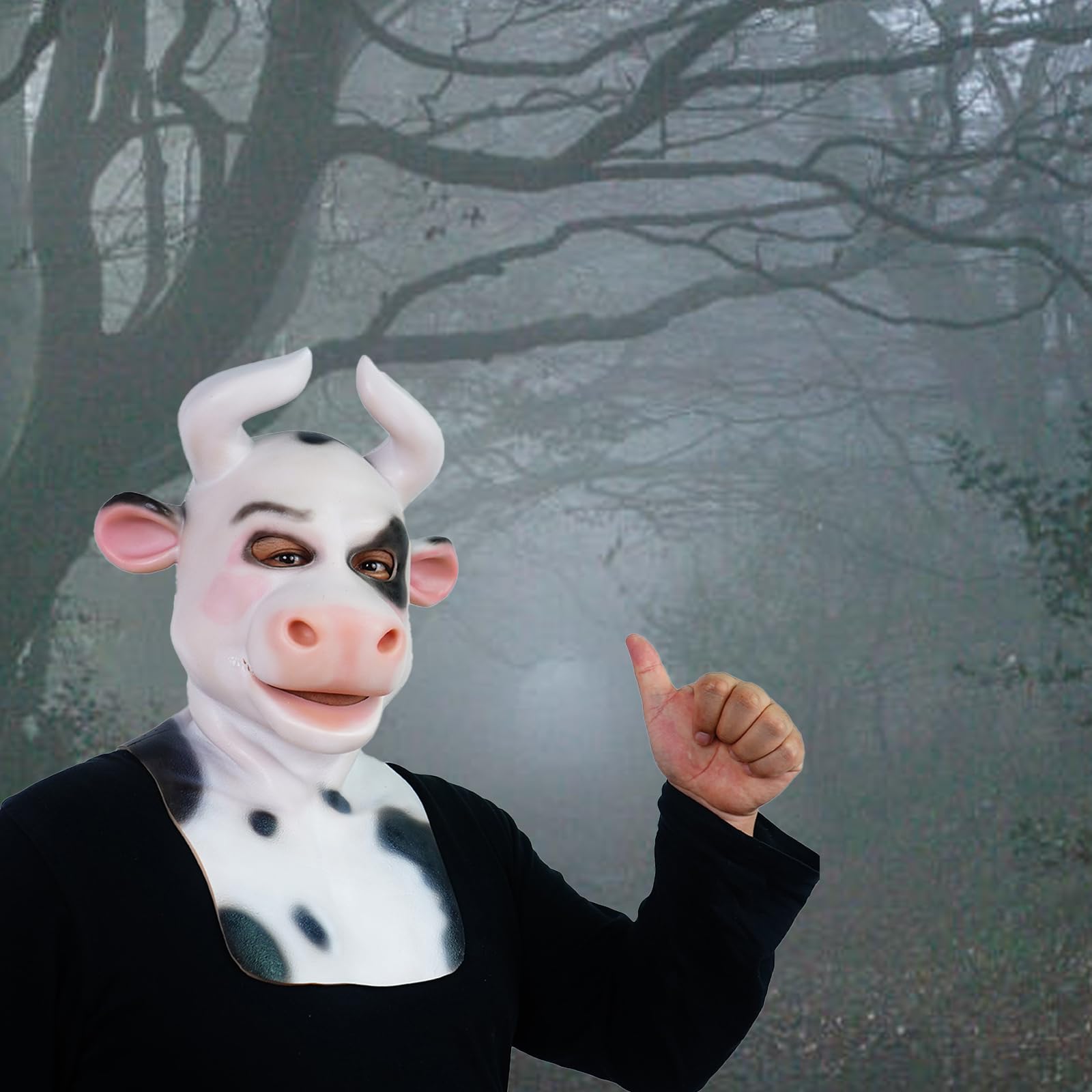 Maska z krowy mlecznej zwierzęcia lateksowa pełna głowa realistyczne maski na Halloween, karnawał, imprezę, paradę, Halloween, lateksowa maska pełna