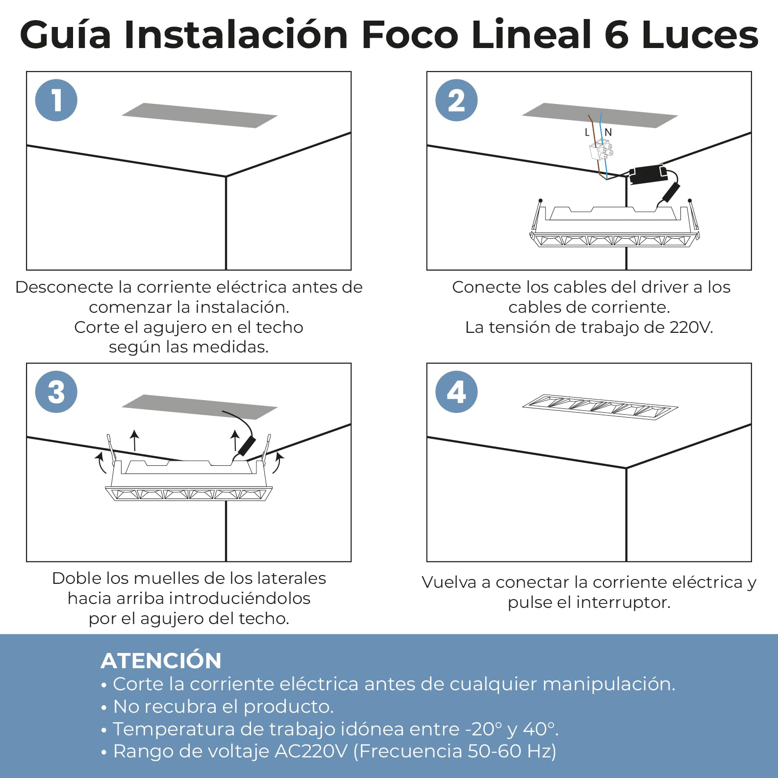 LED ATOMANT 2x Foco Downlight LED Direccionable Rectangular 12W CREE 6500K | Medida 186x60mm, 1140 Lumenes, Proteccion IP44