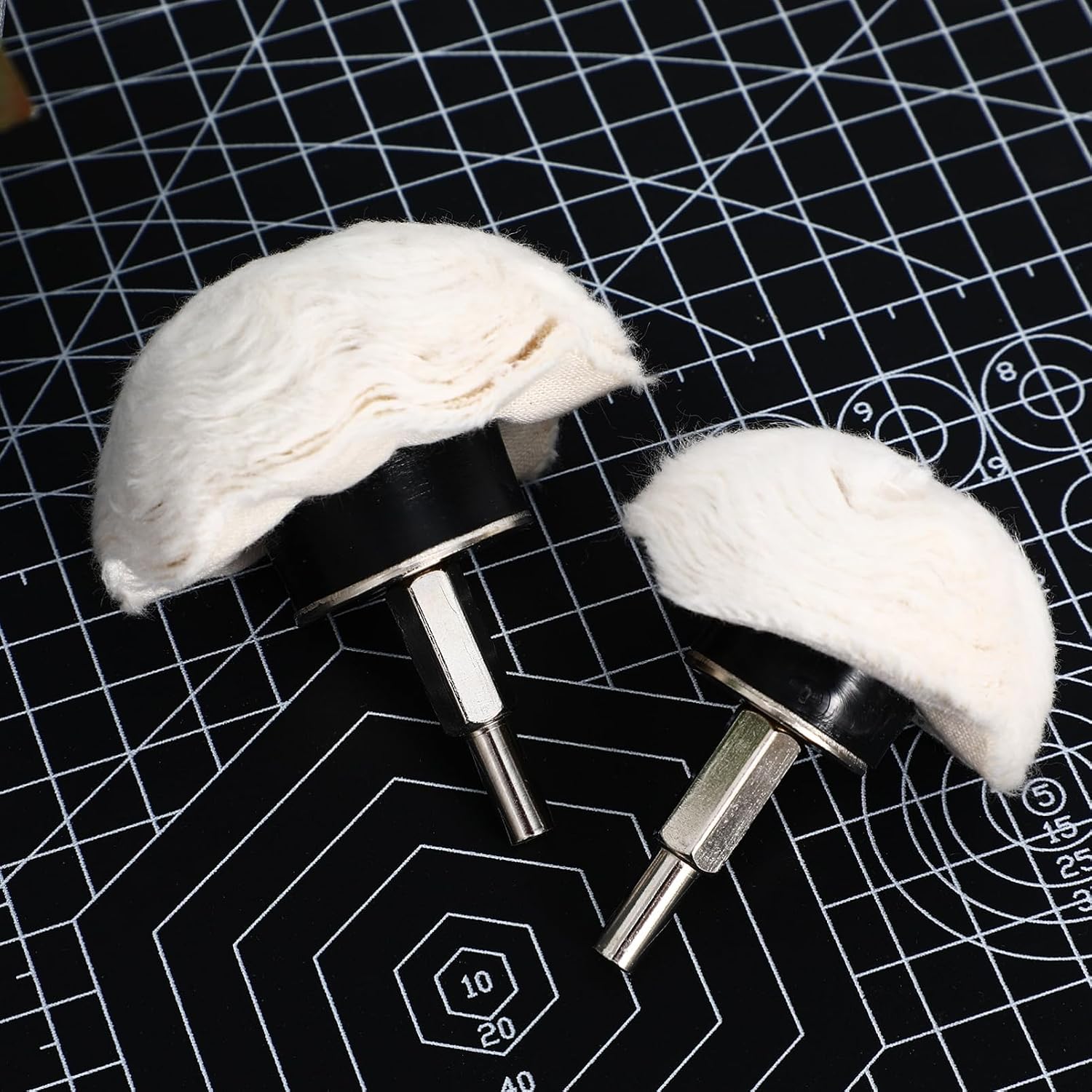 7 Pcs Cotton Buffing Wheel Set with 6.35mm Shank for Drill