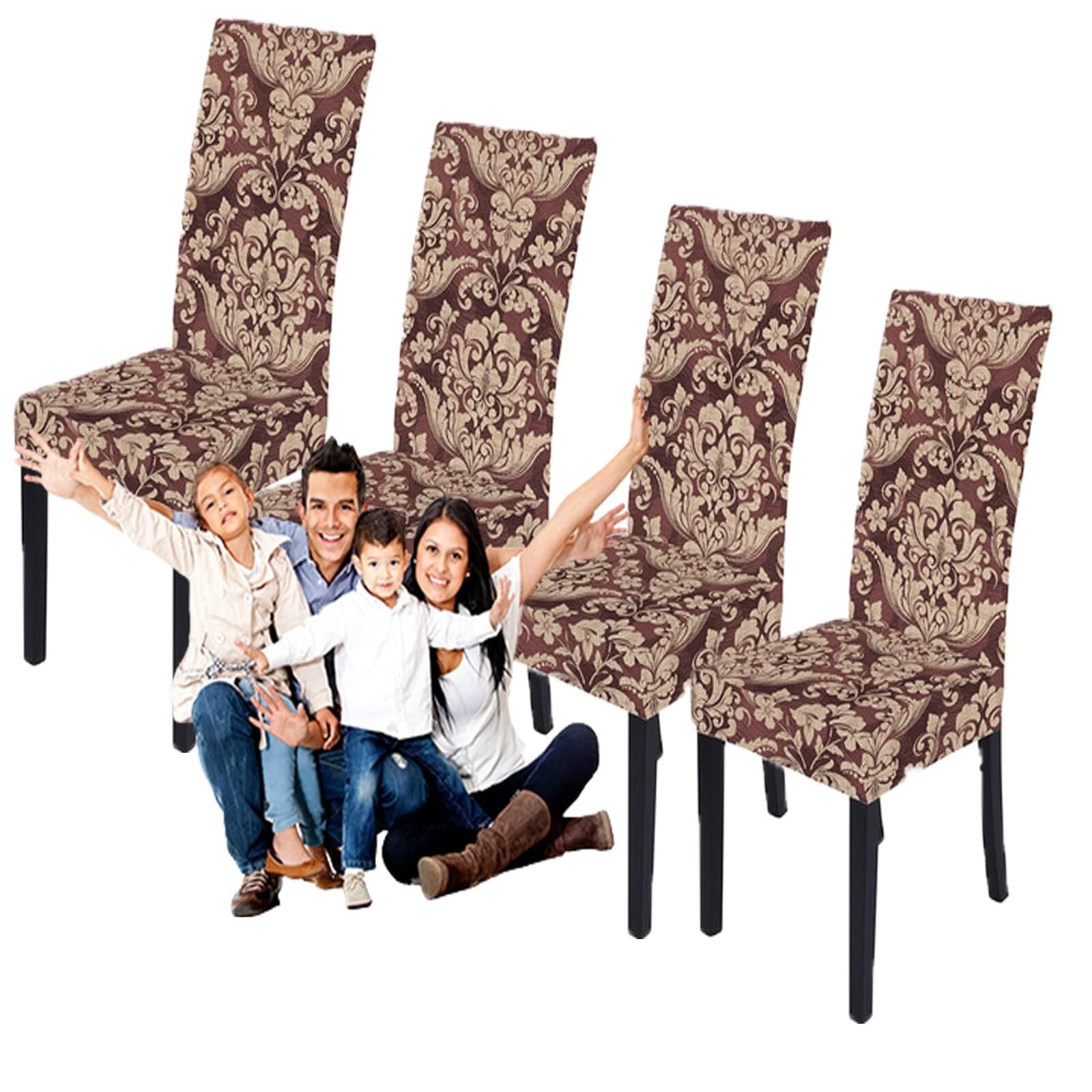 NMVAWIPT Stretchable Polyester-Spandex Dining Chair Covers Non-Slip Elastic Slipcovers For Room Banquet Hotel(3#,4pcs)
