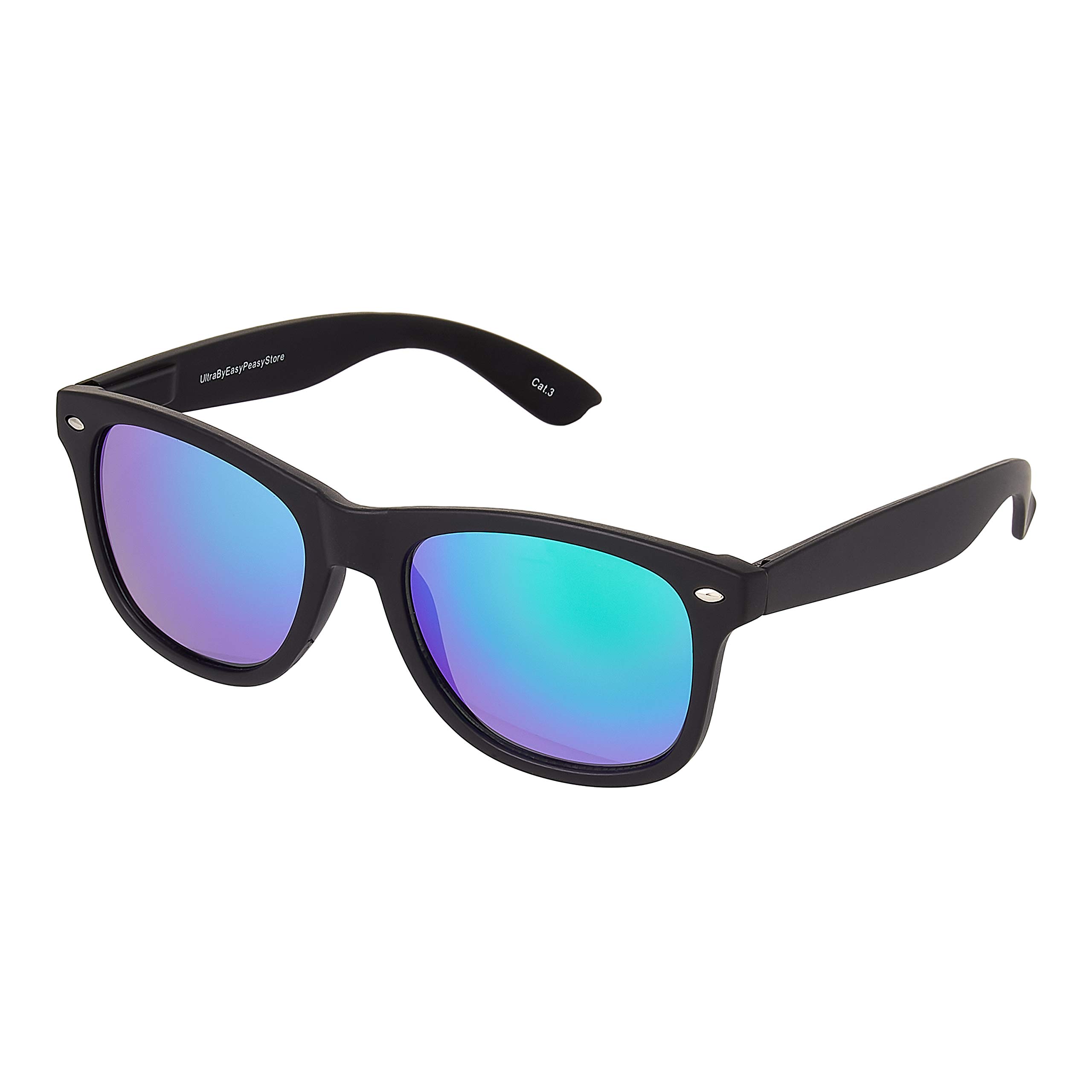 Ultrabyeasypeasystore Unisex Black With Green Dawn Lenses Ultra Classic Sunglasses For Men & Women Uv400 - Lightweight, Flexible Fit, Maximum Sun Protection - Perfect Adults Mens & Womens Accessories For Holidays - Black With Green Dawn Mirrored Lenses