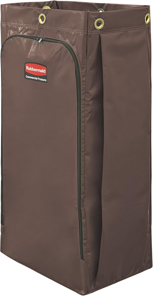 Rubbermaid Commercial Products Bolsa para carro de limpieza/utilidad de alta capacidad, 34 galones, marrón, compatible con carros de limpieza Rubbermaid