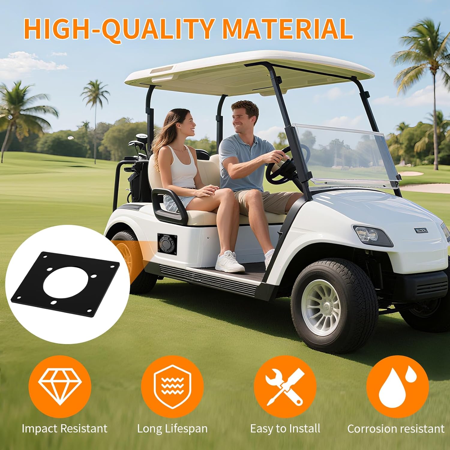 Condition photo showing Good Condition for Golf Cart Charging Port Adapter Plate with Screws and Washers, Compatible with NOCO GCP1 Plug and AC Port, Fits 36V EZGO TXT Golf Cart, Supports Lithium Battery Conversion and On-Board Charger