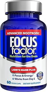 Focus Factor Lions Mane Plus, Advanced Nootropic with L-Theanine, Caffeine, Focus and Energy (60 Count)