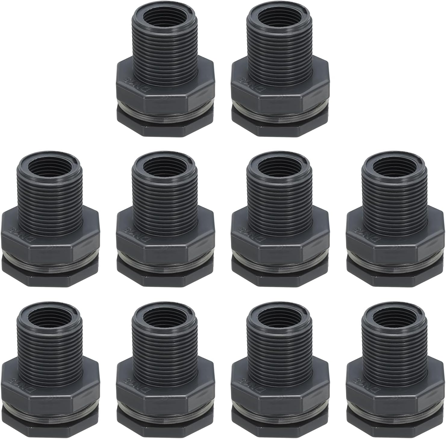 Amazon.com: PATIKIL PVC Bulkhead Fitting G 1/2, 10 Pcs Double Threaded ...
