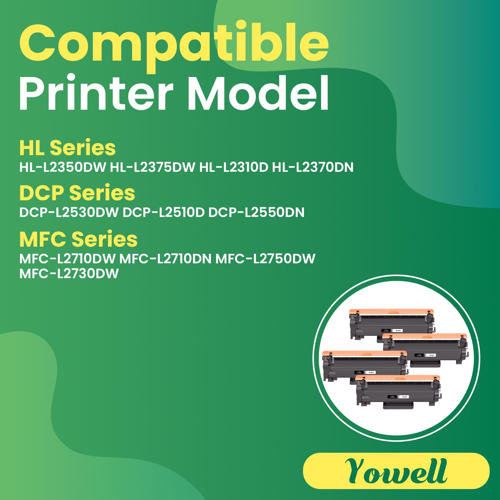 Yowell 4X TN2420 TN-2420 TN2410 TN-2410 Toner kompatybilny z tonerem Brother MFC L2710DW HL-L2350DW MFC-L2710DN HL-2310D DCP-L2530DW MFC-L2730DW MFC-L2750DW DCP-L25111 0D