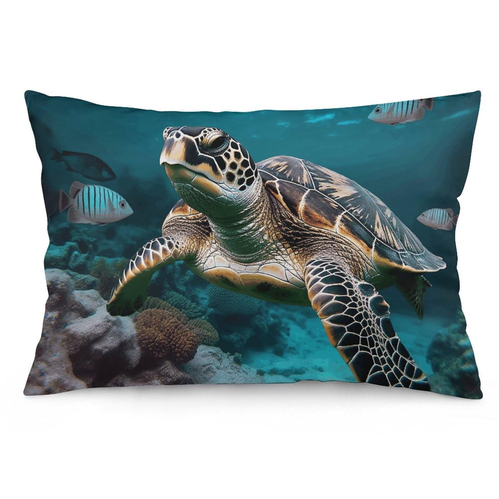 2 Pack Pillow Cases for Hair and Skin, Soft Breathable Pillow Case Covers with Hidden Zipper, Ocean Animal Turtle-1 Pillowcase 20"x30" Pillow Covers for Sleeping Gift