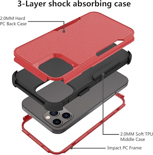 Miniatura 3 de TJS Funda compatible con iPhone 13 Pro Max, con protector de pantalla de vidrio templado, resistente, resistente, a prueba de golpes, protección de