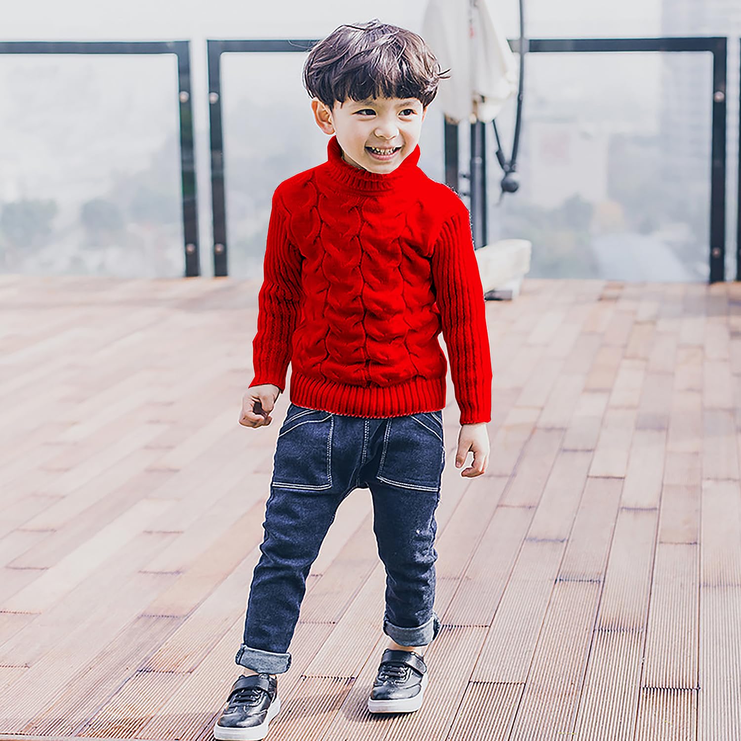 Baby Jungen Rollkragenpullover Kleinkind Mädchen Weich Warm Hoher Kragen Pullover Pullover Größe 1-8T