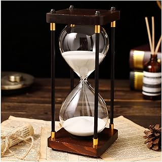 クリエイティブな木製 30/60 分カウントダウンガラス砂時計サンドタイマー装飾、オフィスや家庭の子供学習読書時間管理タイミング砂時計装飾品,Style7,30min
