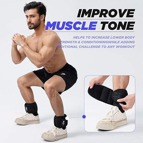 Miniatura 3 de Pesas de tobillo, 1 par de pesas de muñeca y brazo de 2, 4, 6, 8, 10 libras, para mujeres, hombres, niños, entrenamiento de fuerza, muñecas y