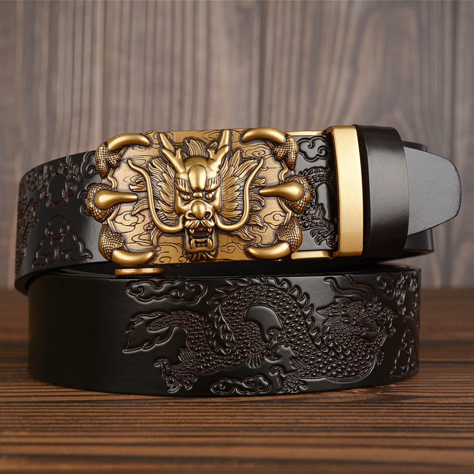 Dragon and Woman Graphic Belt Buckle Amazon.com: YOPADO Dragon Engraved Embossed Western Black  main image 3