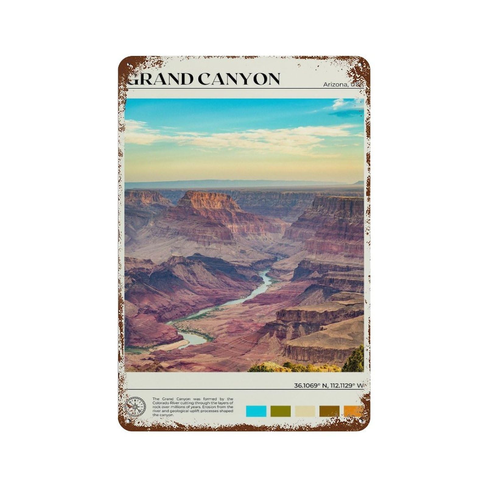 xiaoxiaoshen Real Photo Grand Canyon Decor Arizona Wall Decor Art Metal Tin Poster Modern Home Decor Art Home Bar Shop Decorations Vintage Sign 30x20cm