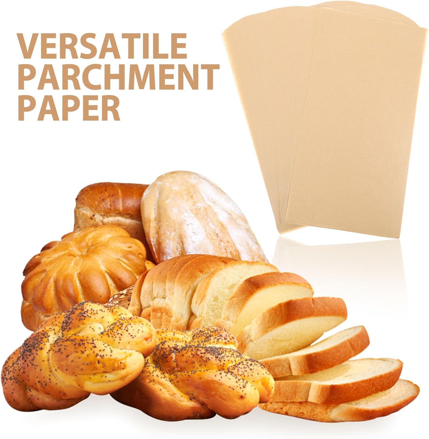 STOBAZA 300 Sheets Unbleached Baking Parchment Paper Sheets 34x17.8cm Non-stick Greaseproof Food Wrapping Paper for Air Fryer Bread Baking and Cooking