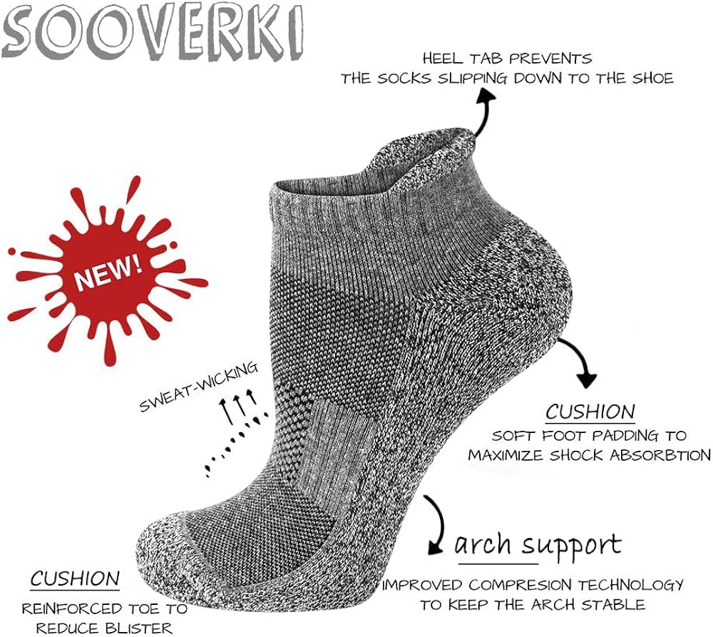 Copper Compression Socks Women and Men 6 Pairs - Circulation Arch Support Plantar Fasciitis Running Ankle Socks