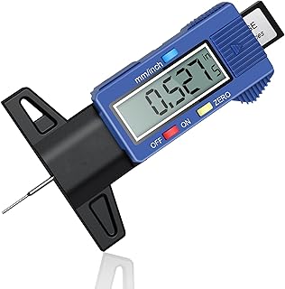Medidor de profundidad de banda de rodadura de neumáticos, color azul, 0-25,4 mm, herramienta de medición de neumáticos con pantalla LCD grande para coches, camiones, motocicletas